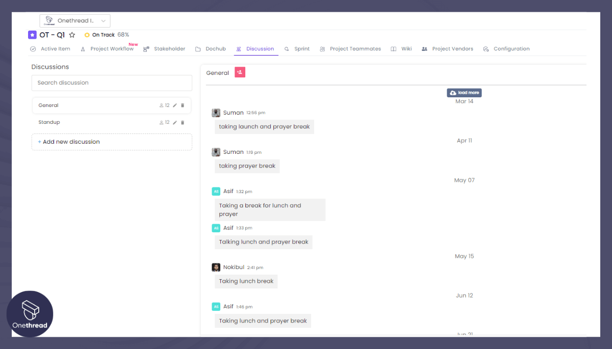 Onethread-Collaborative Discussions and Feedback