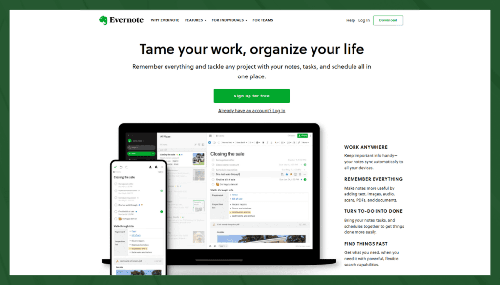 Evernote-Homepage