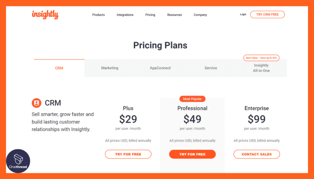 Insightly CRM-Pricing