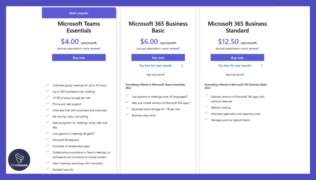 Microsoft Teams Pricing