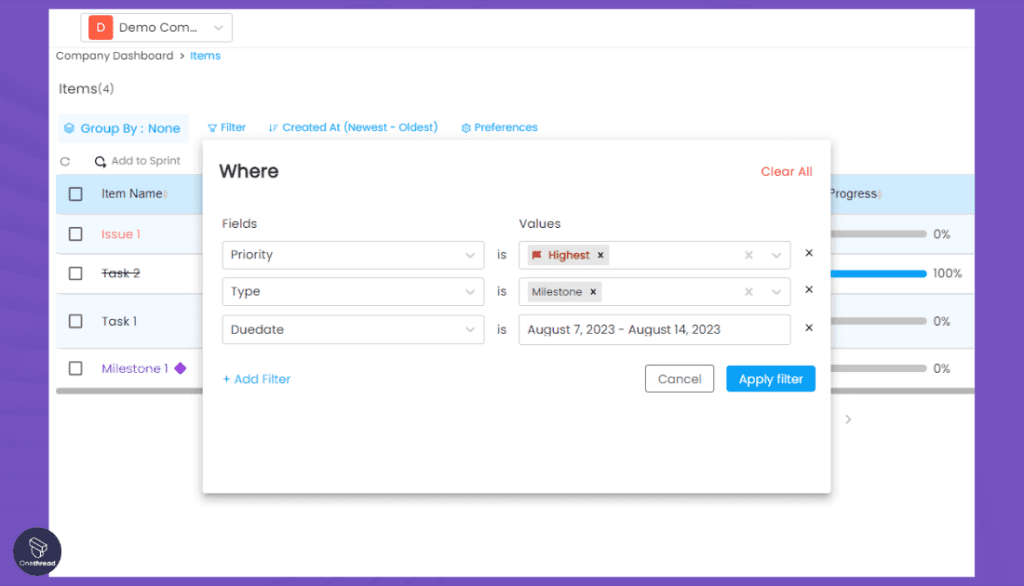 Onethread -Conditional Logic and Filters