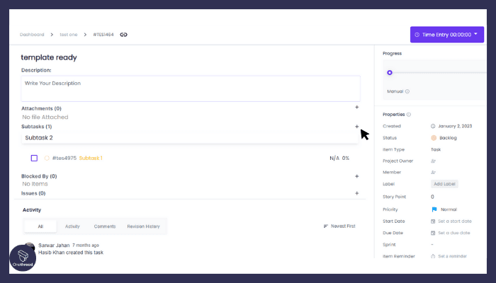 Creating a Subtask