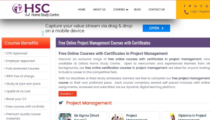 Oxford Home - Free Online Project Management Courses with Certificates