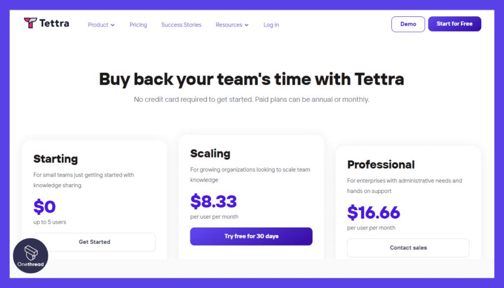 Tettra Pricing