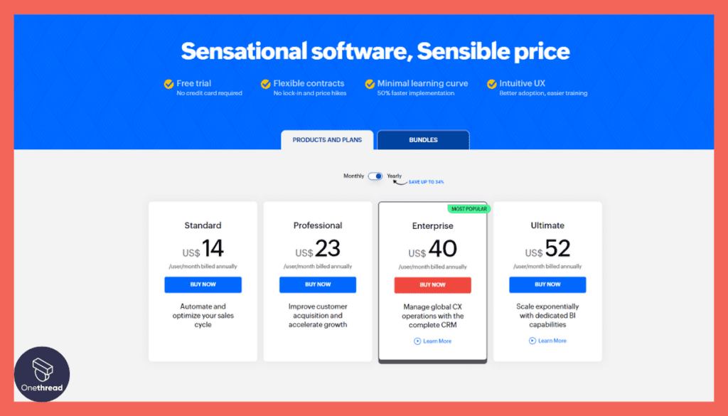 Zoho CRM-Pricing