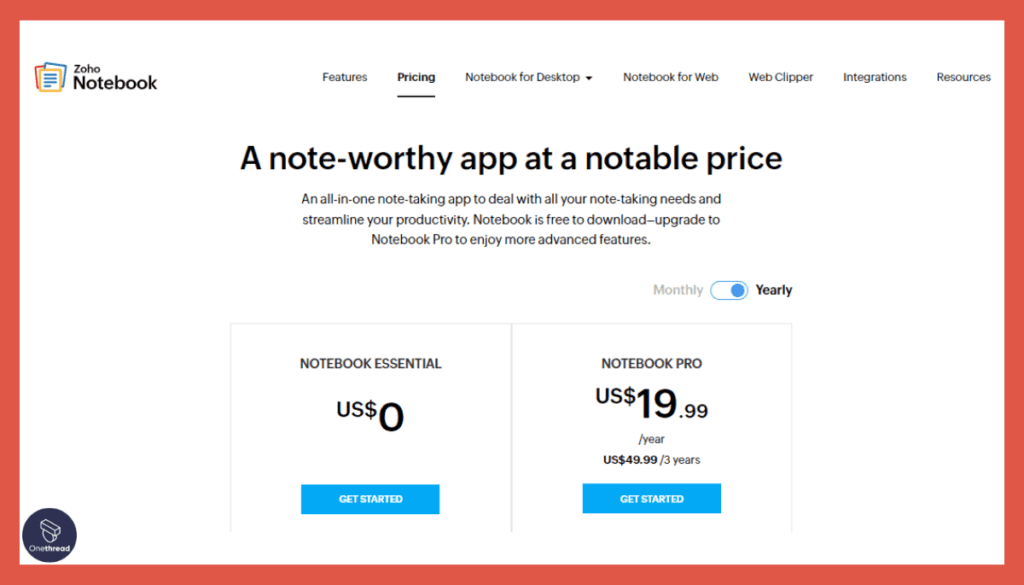 Zoho Notebook-Price