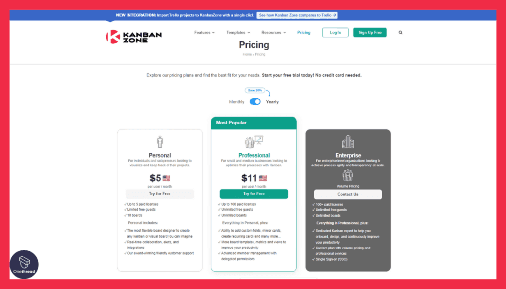 Kanbanzone-Pricing