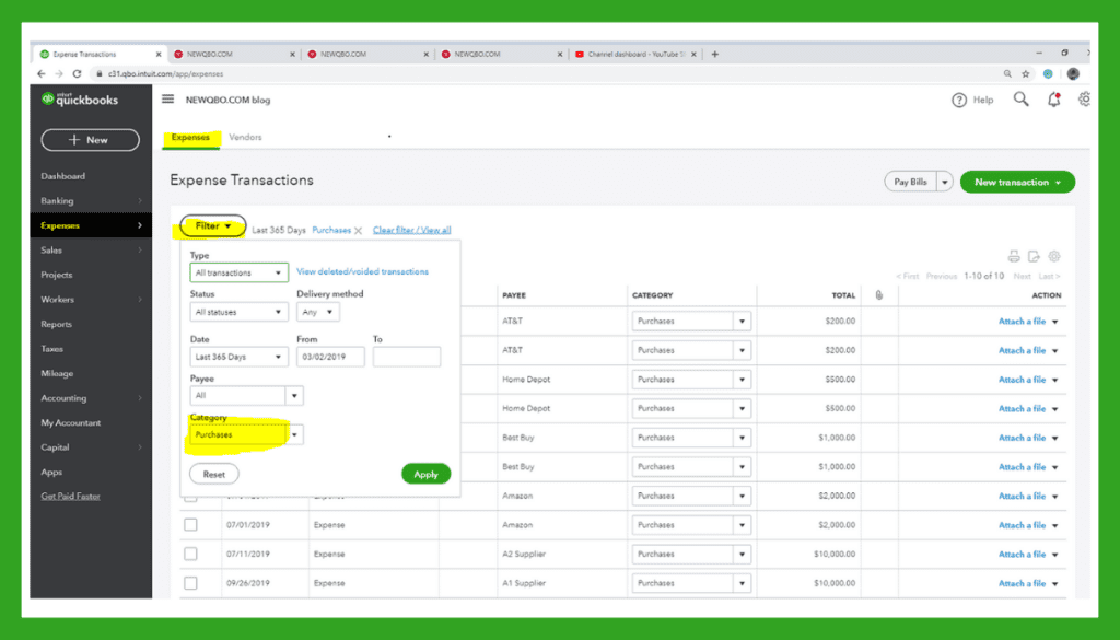 QuickBooks-Expense Categorization