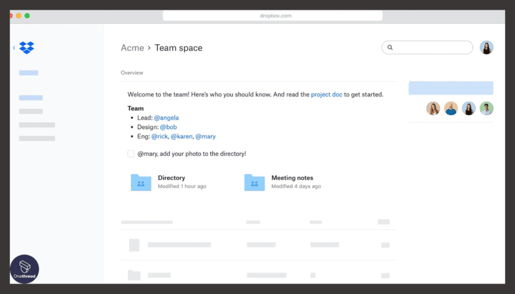 Dropbox Business-Team Folders and Spaces