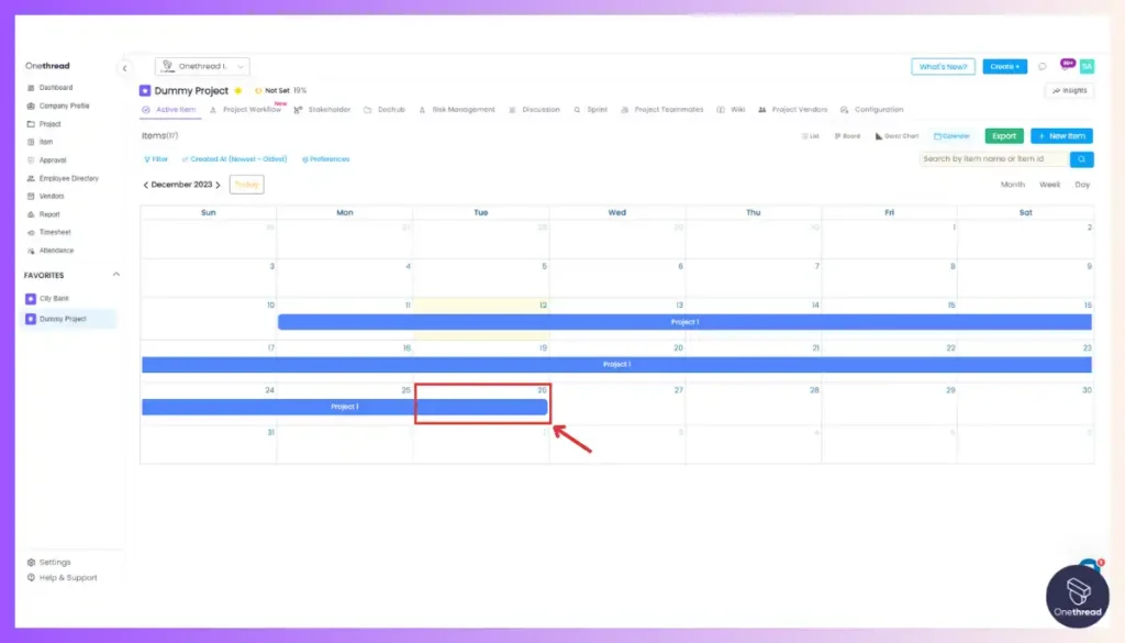 Onethread-Task Deadlines on Calendar