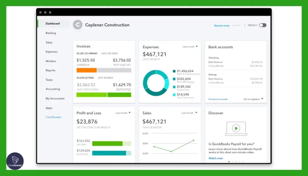 QuickBooks Online-Dashboard