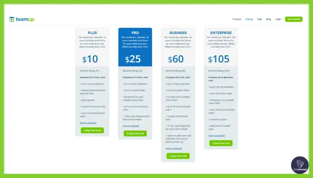 Teamup Calendar-Pricing.