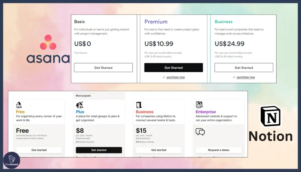 Asana vs Notion-Pricing.