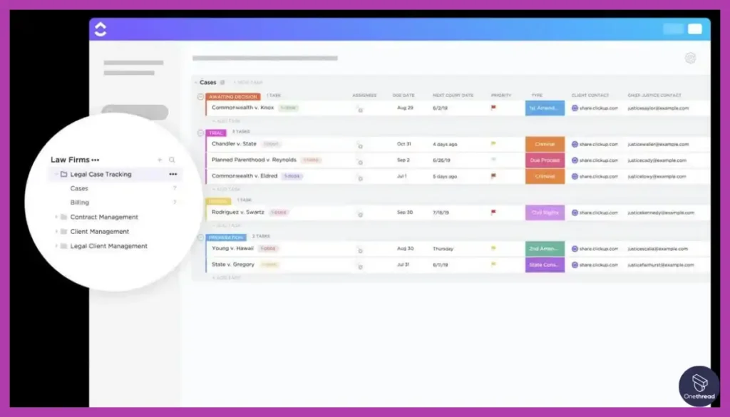 Clickup-Legal Case Tracking.