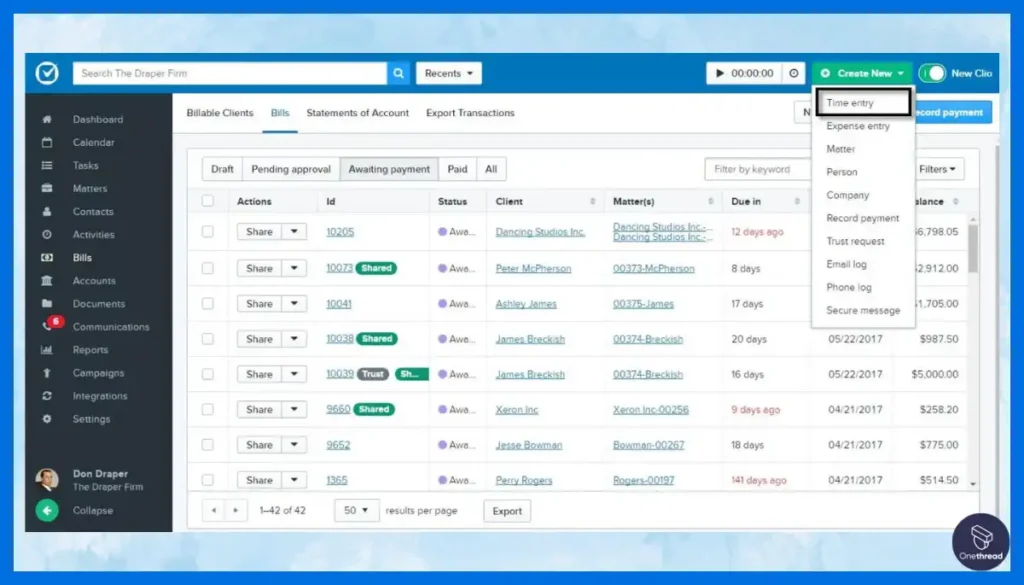 Clio-Time Tracking