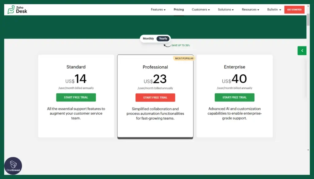 Zoho Desk-Pricing