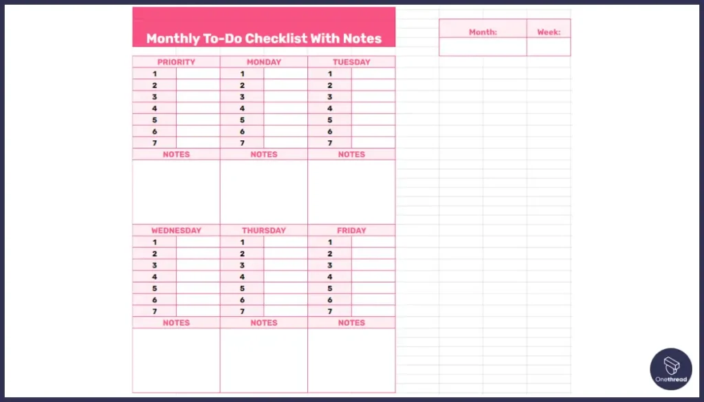 Monthly To-Do Checklist