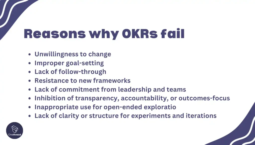 Reasons why OKRs fail