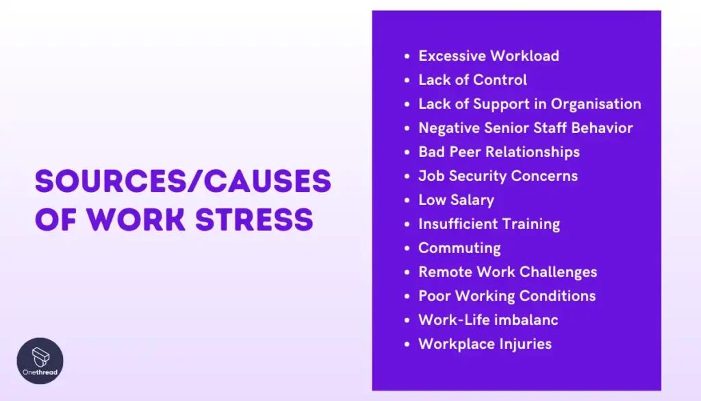 Sources/Causes of Work Stress: Common Work Stressors