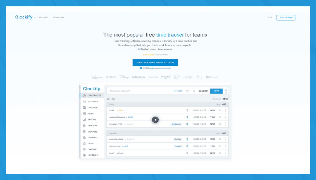 Clockify-Homepage