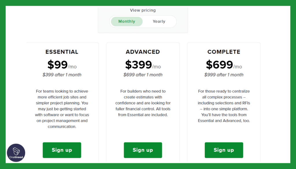 CoConstruct-Pricing