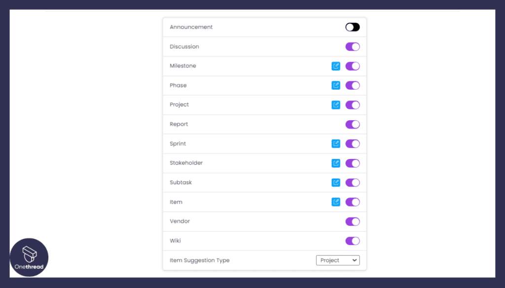 Onethread-Customization