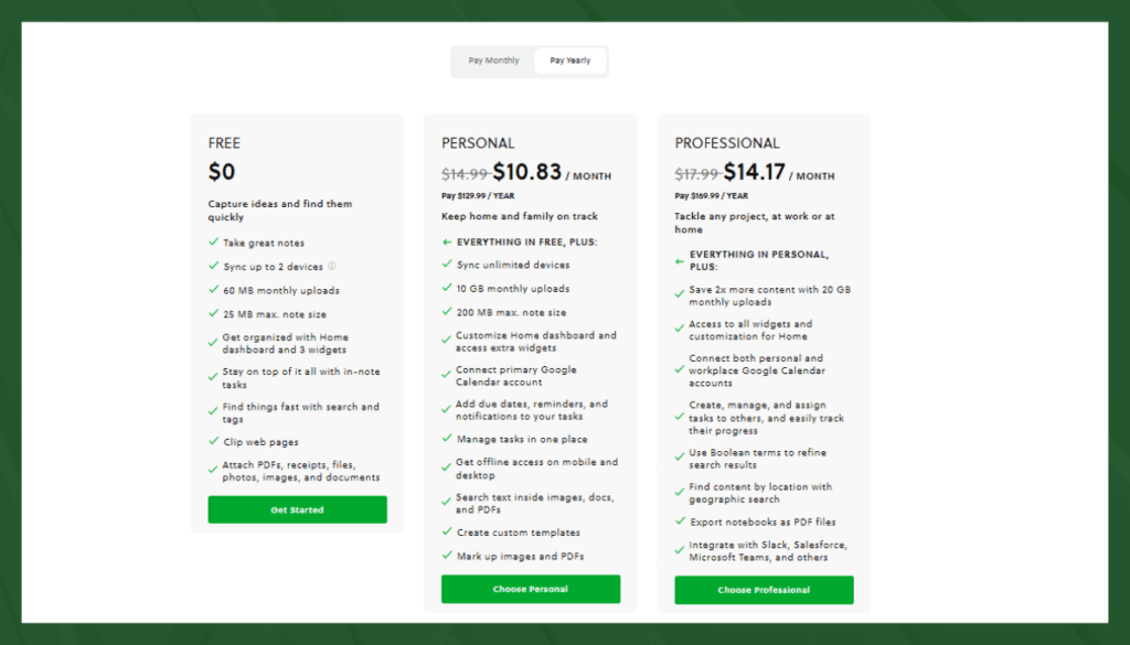 Evernote-Price