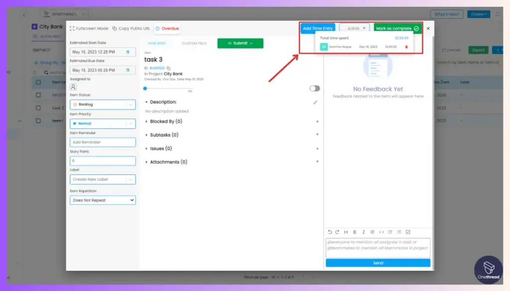 Onethread-Time Tracking
