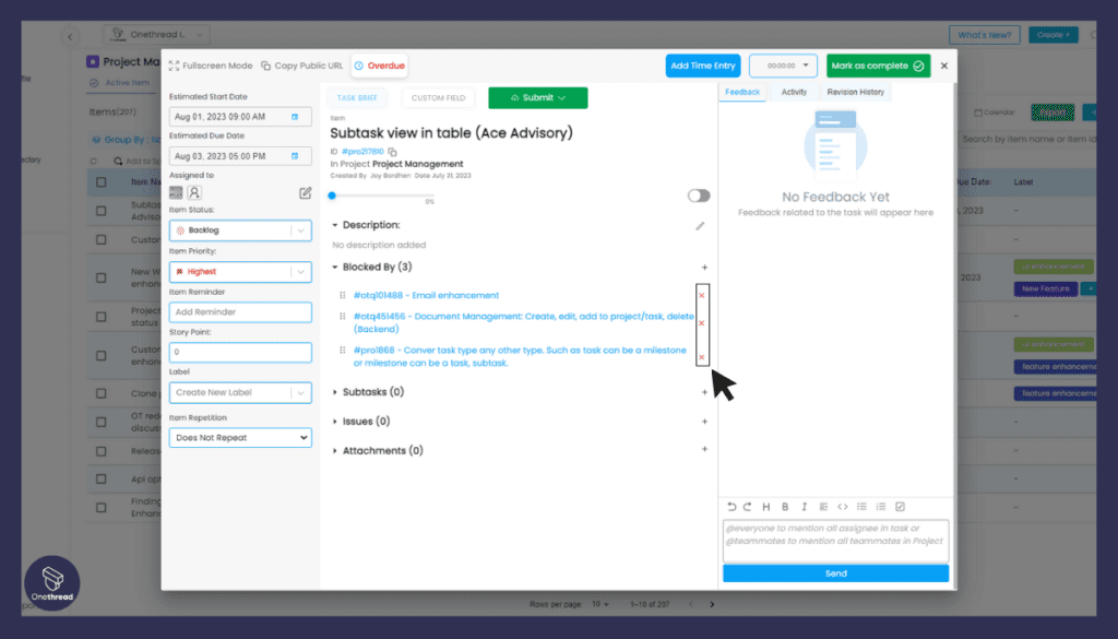 Removing Dependency Tasks from Blocked by