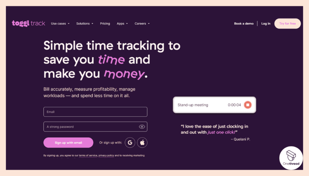 Toggl-Homepage