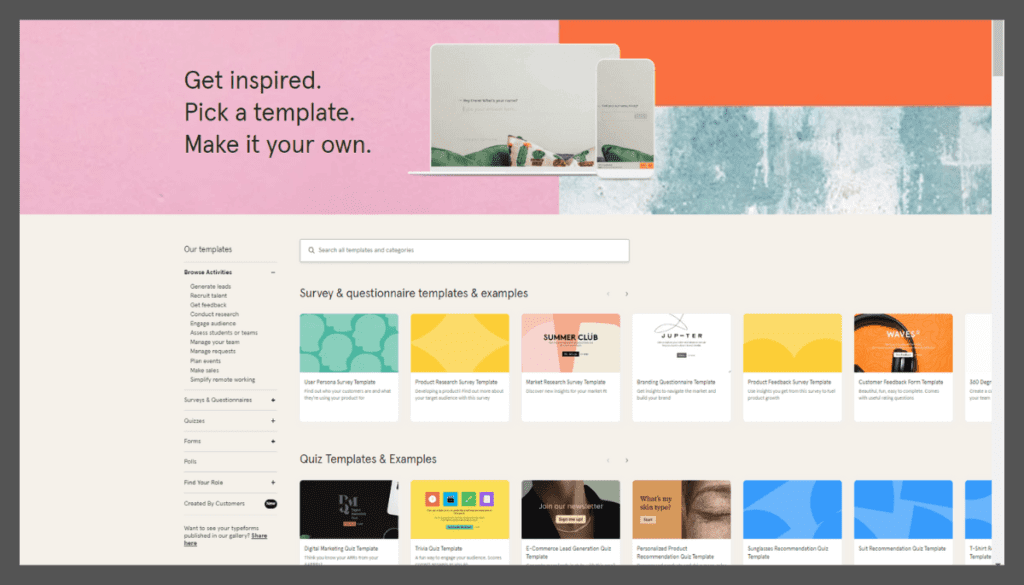 Typoform-Customizable Templates