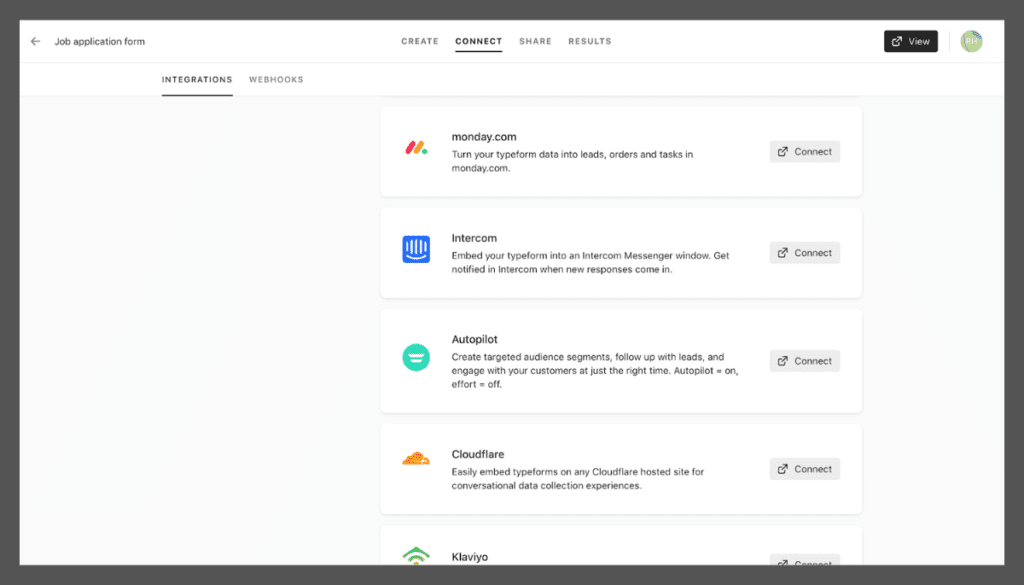 Typoform-Integrations