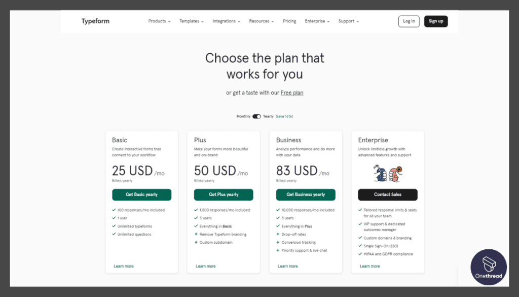 Typoform Pricing