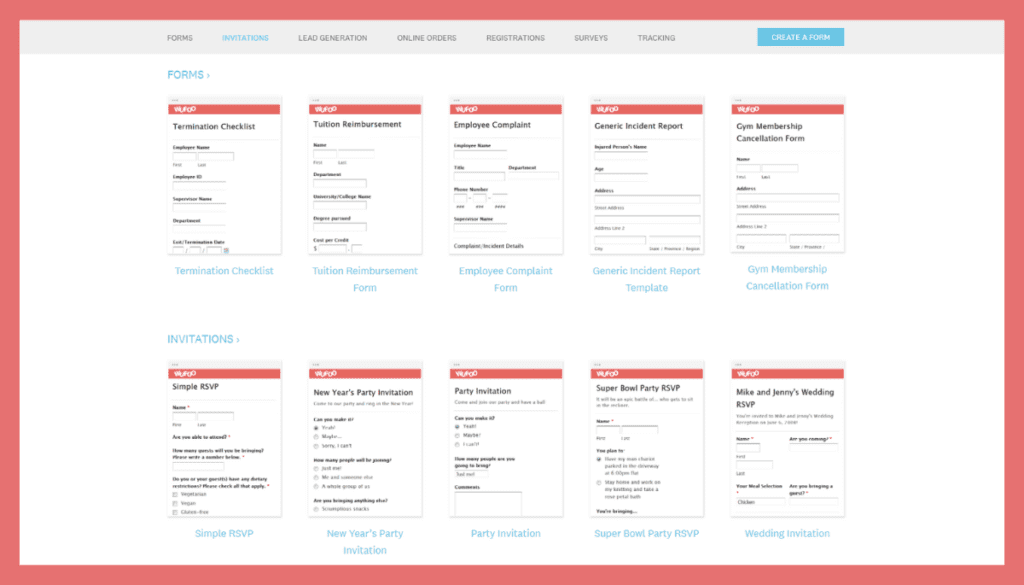 Wufoo-Customizable Templates