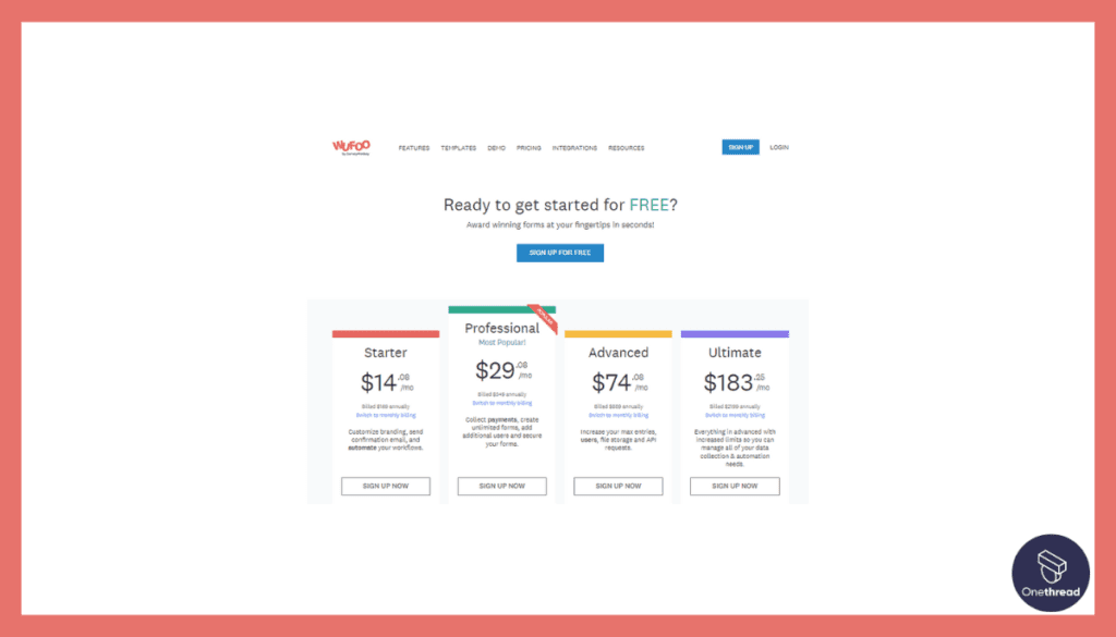 Wufoo Price