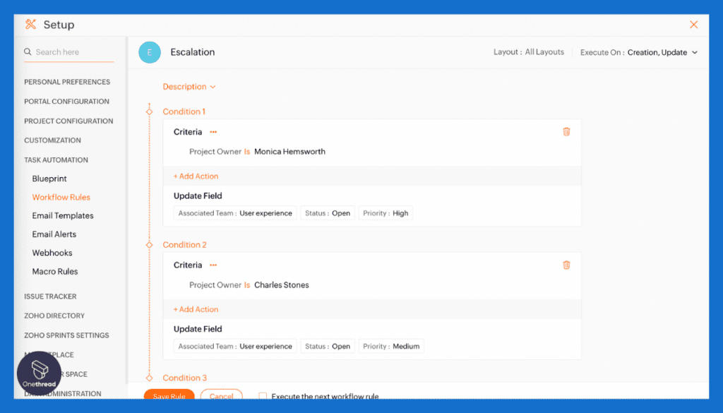 Zoho Projects-Customizable Workflow