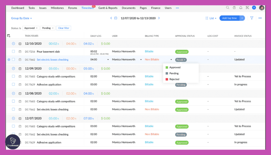 Zoho Projects-Time Tracking and Reporting