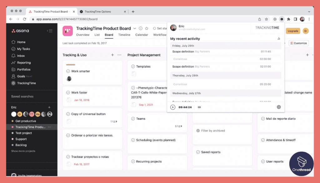 Asana-Time Tracking (via Integrations)