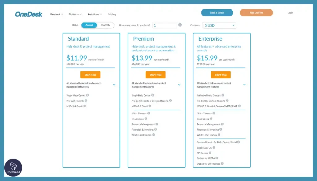 OneDesk-Pricing