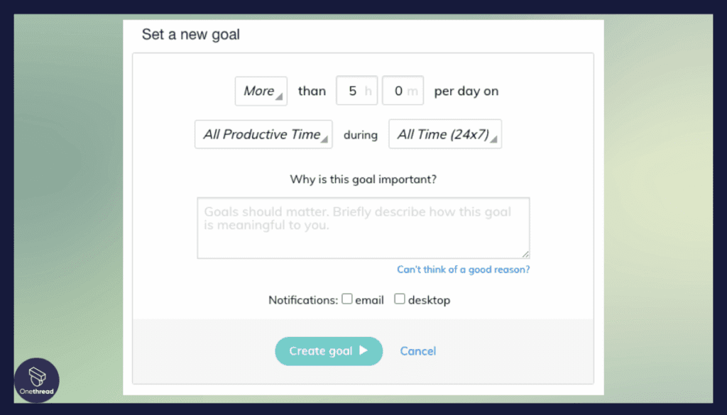 RescueTime-Goal Setting
