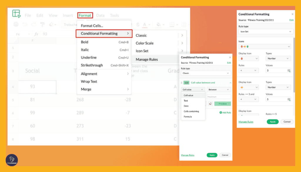 Zoho Sheet-Conditional Formatting