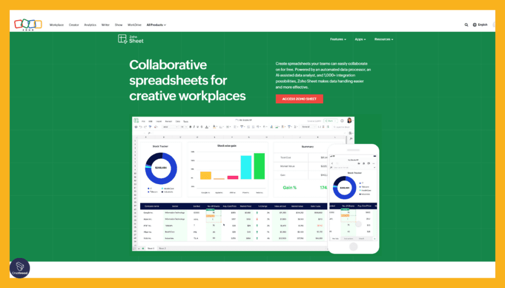 Zoho Sheet-Home