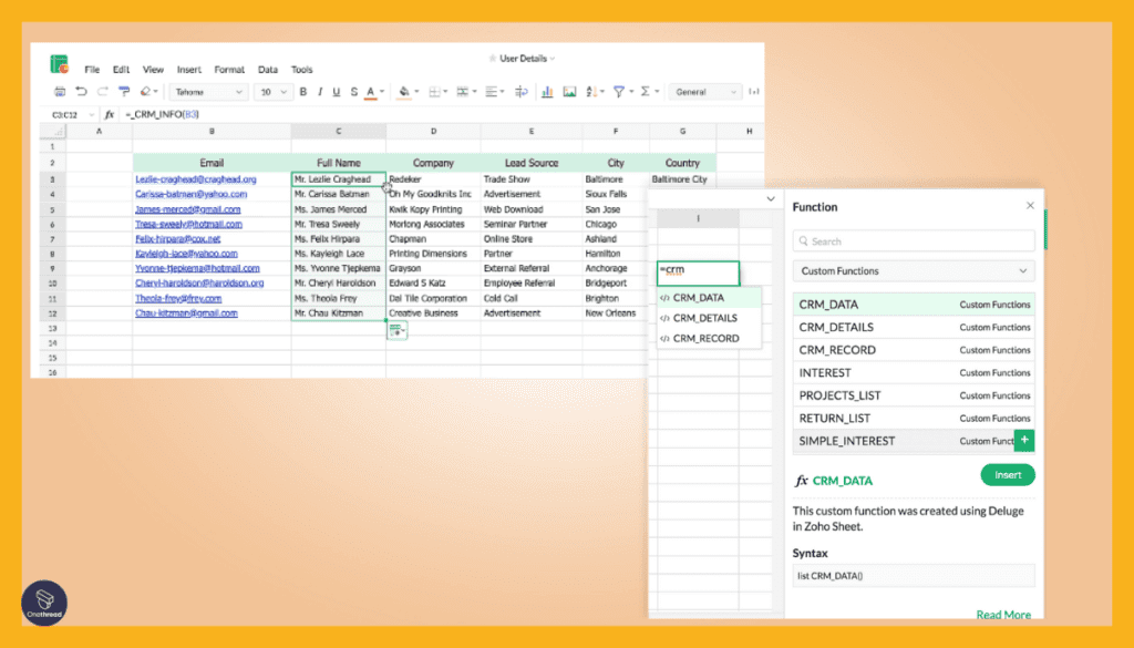 Zoho Sheet-Spreadsheet Creation and Customization