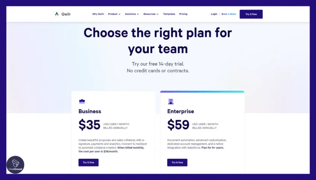 Qwilr-Pricing
