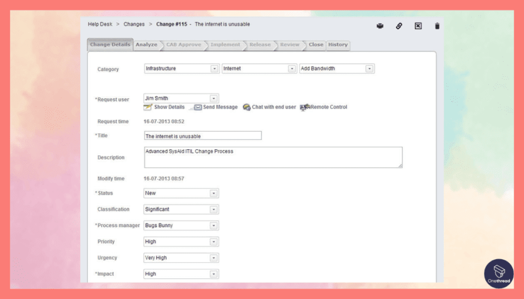 Sysaid-Structured Change Management Process
