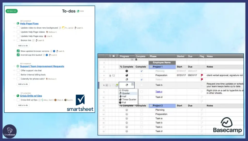 Basecamp vs Smartsheet- Task Management