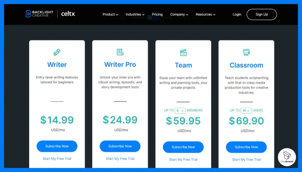 Celtx-Pricing