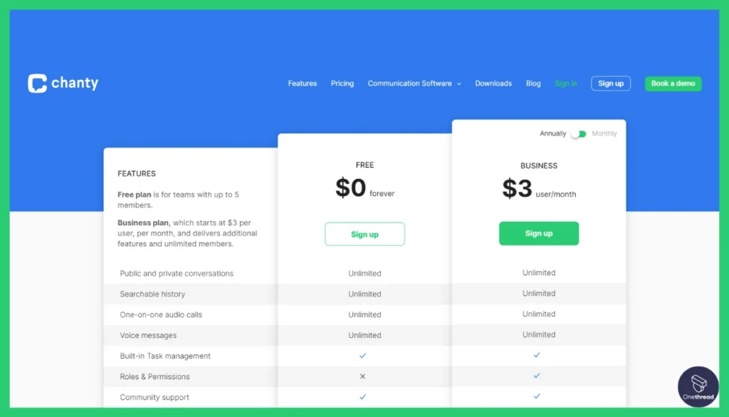 Chanty-Pricing