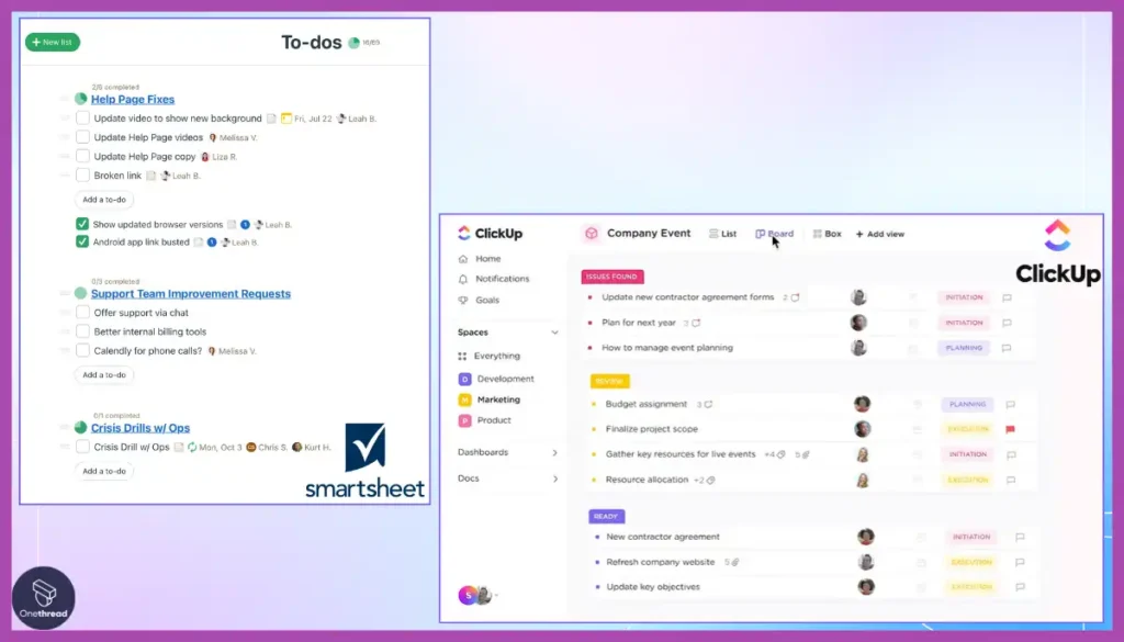 Clickup vs Smartsheet- Task Management.