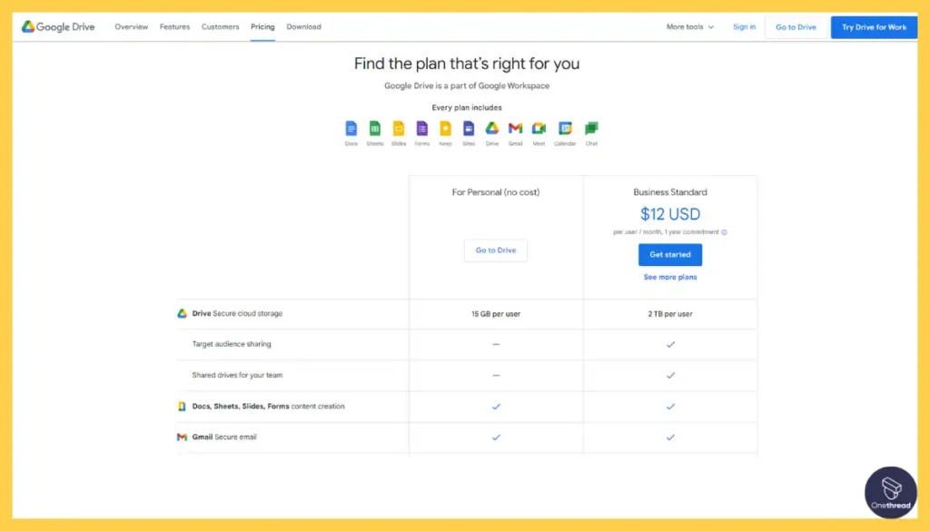 Google Drive-Pricing